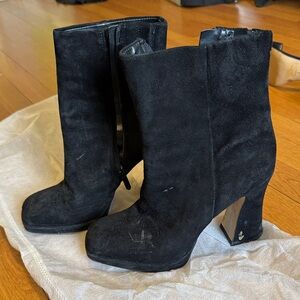 Black Sam Edelman Suede Women's Ankle Boots - Classic Block Heel